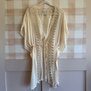 Melrose and Market Cream Lace-Trim Kimono